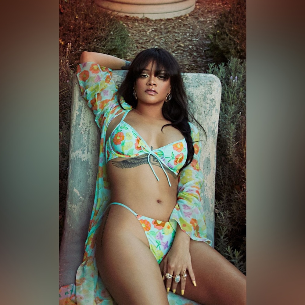 Savage X Fenty floral bra and thong set - 36B & S